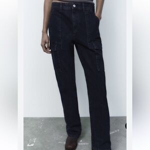 Zara Women's Dark Blue Straight Leg Jeans